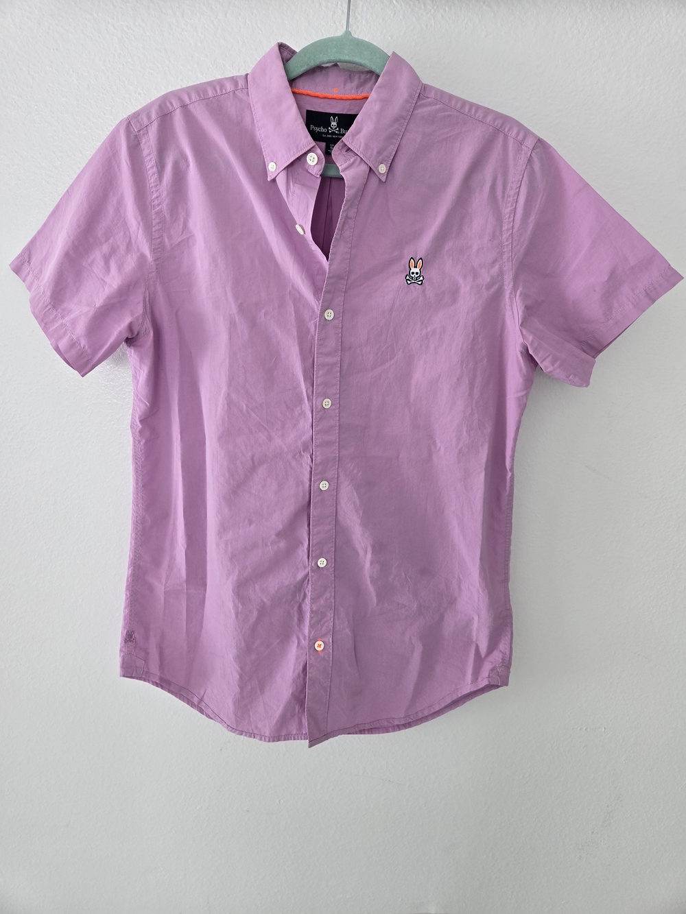 Psycho Bunny Short-Sleeve Button-Down Shirt - Lavender Size S